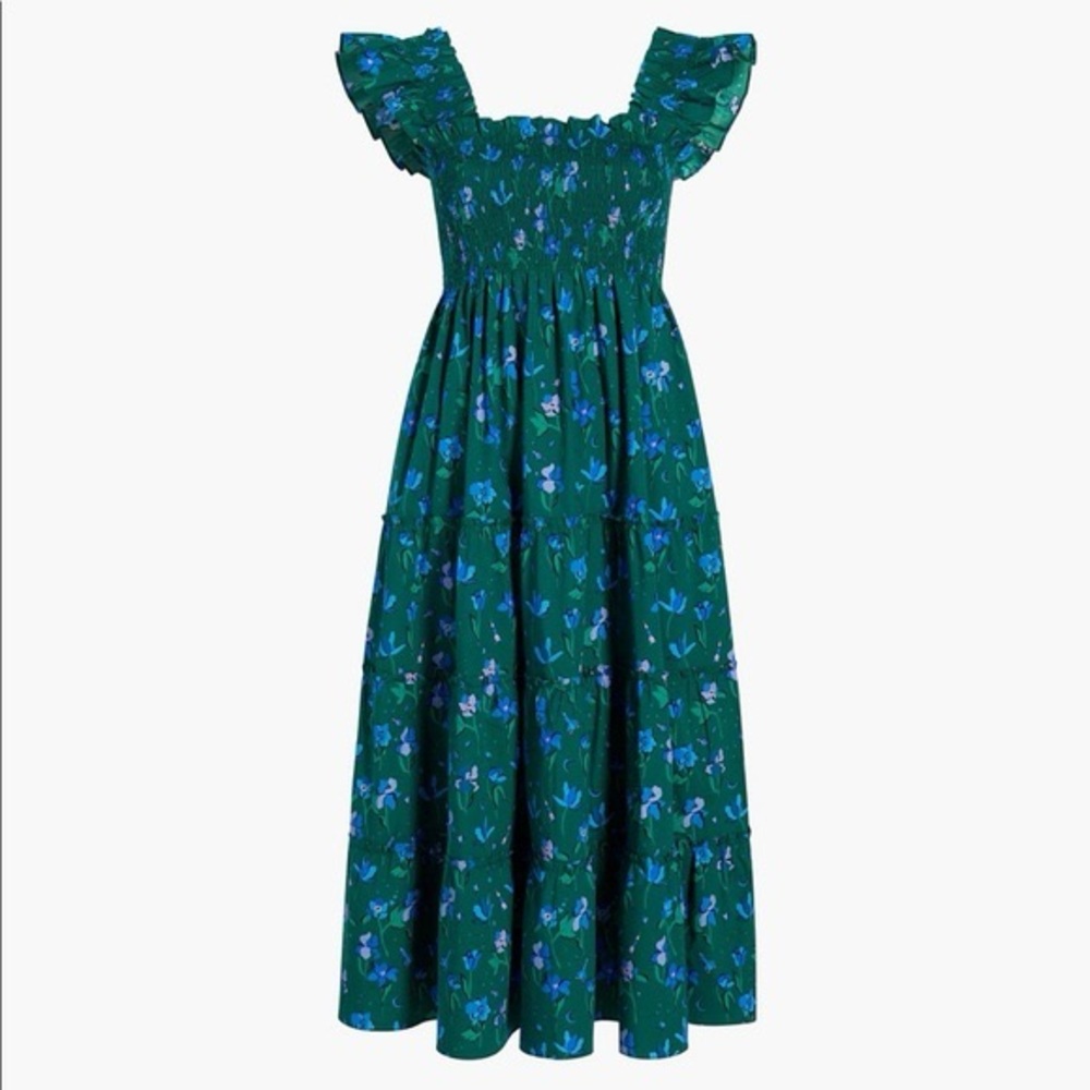 Hill House Space Floral Green Smocked Nap Dress